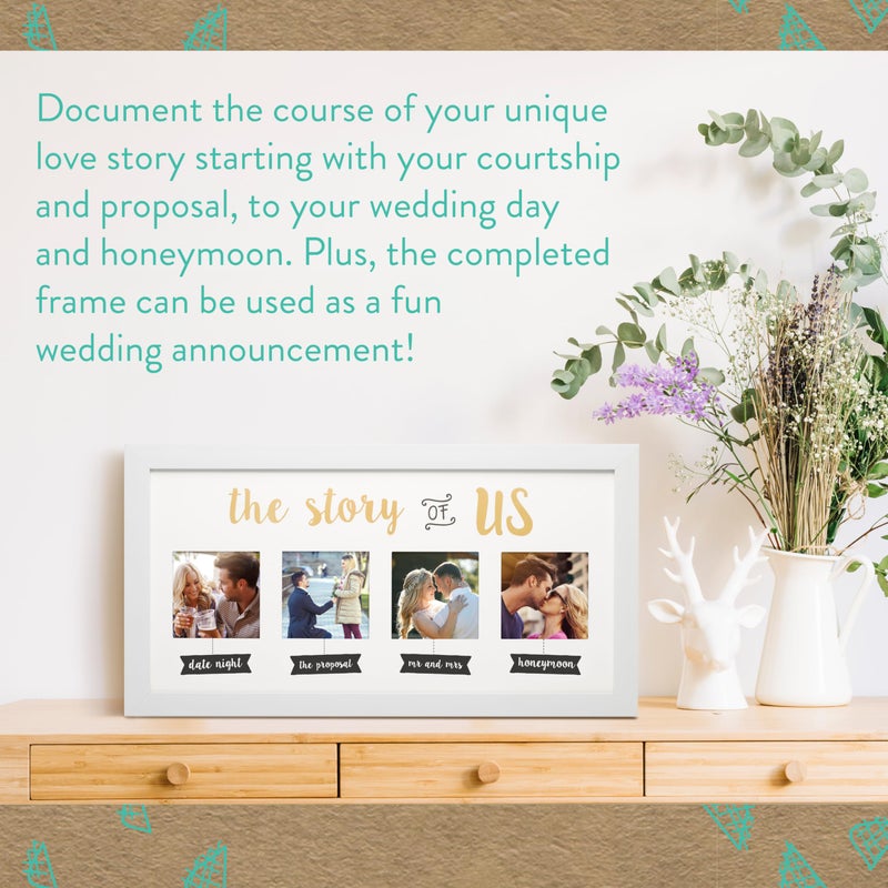 Kate & Milo The Story of Us Collage Picture Frame, Romantic Wedding & Engagement Gift, Bridal Shower Keepsake, Love Story Wall Frame with 4x4 Inserts, White - Image 5